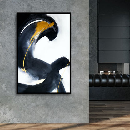 Abstract Black and Gold Oil Painting Set for Modern Home Decor