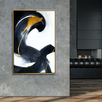 Abstract Black and Gold Oil Painting Set for Modern Home Decor