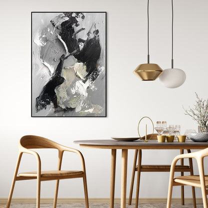 Abstract Grey Oil Painting for Modern Home Decor – Elegant Wall Art