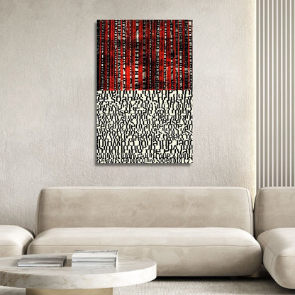 Bold Black and Red Abstract Typography Oil Painting for Modern Art Decor