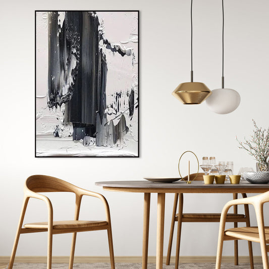 Elegant Monochromatic Abstract Oil Painting for Modern Home Decor