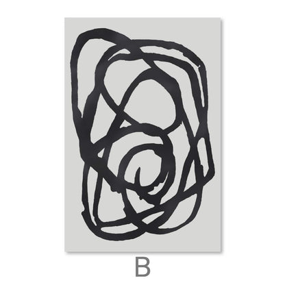 Contemporary Black and White Abstract Oil Painting for Modern Home Decor