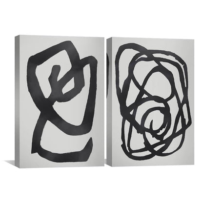 Contemporary Black and White Abstract Oil Painting for Modern Home Decor