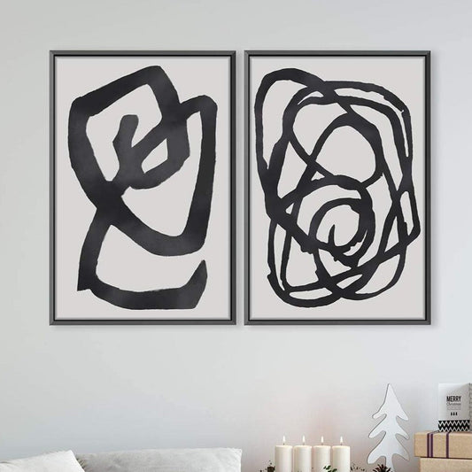 Contemporary Black and White Abstract Oil Painting for Modern Home Decor