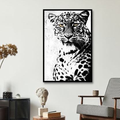 Striking Black and White Leopard Oil Painting for Modern Home Decor