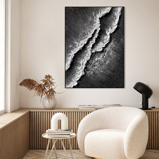 Monochrome Abstract Landscape Oil Painting for Modern Home Decor