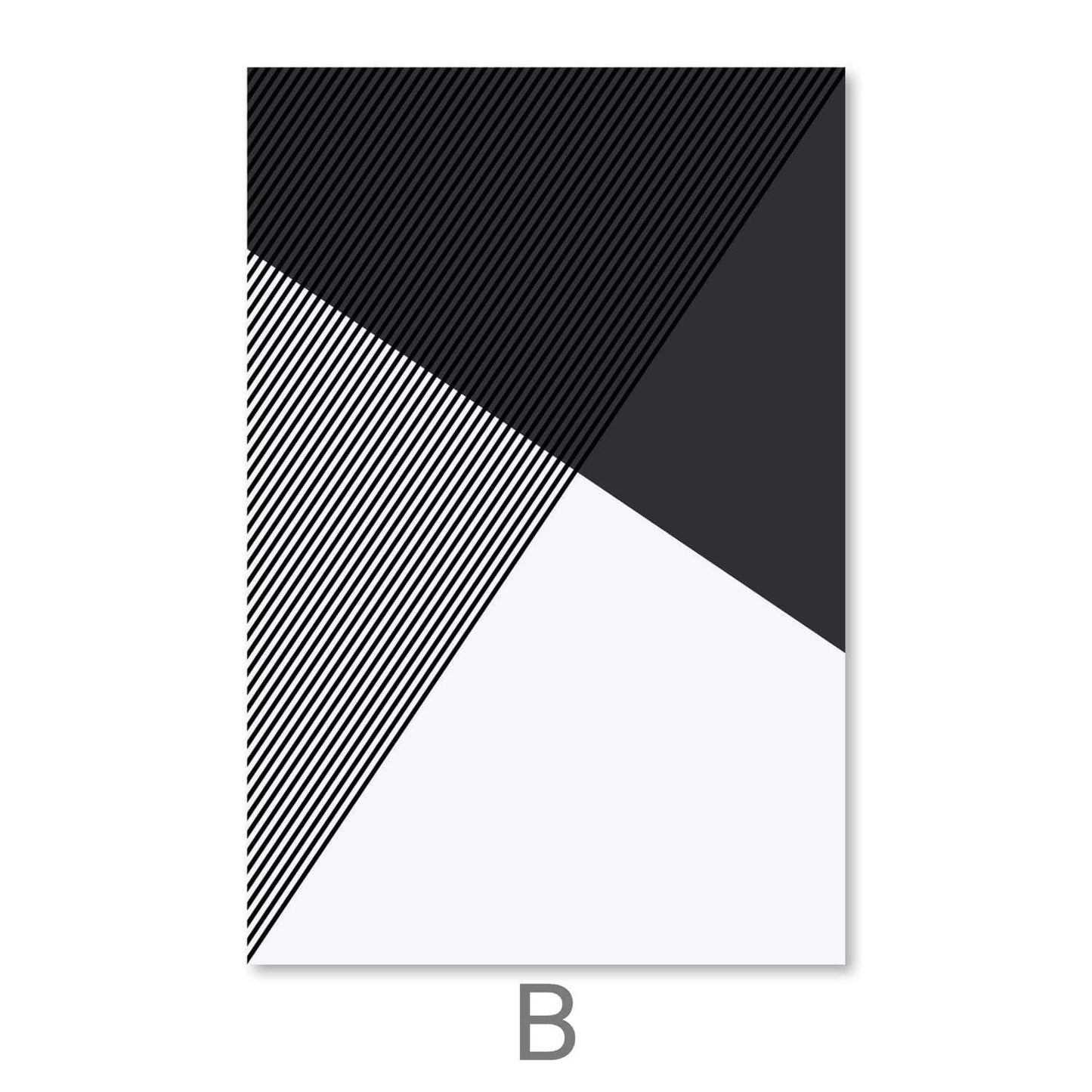 Modern Black and White Geometric Triangle Oil Painting for Stylish Home Decor