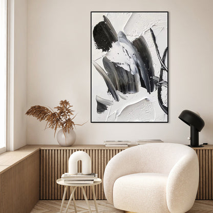 Stylish Black and White Abstract Oil Painting of a Woman's Silhouette for Modern Decor