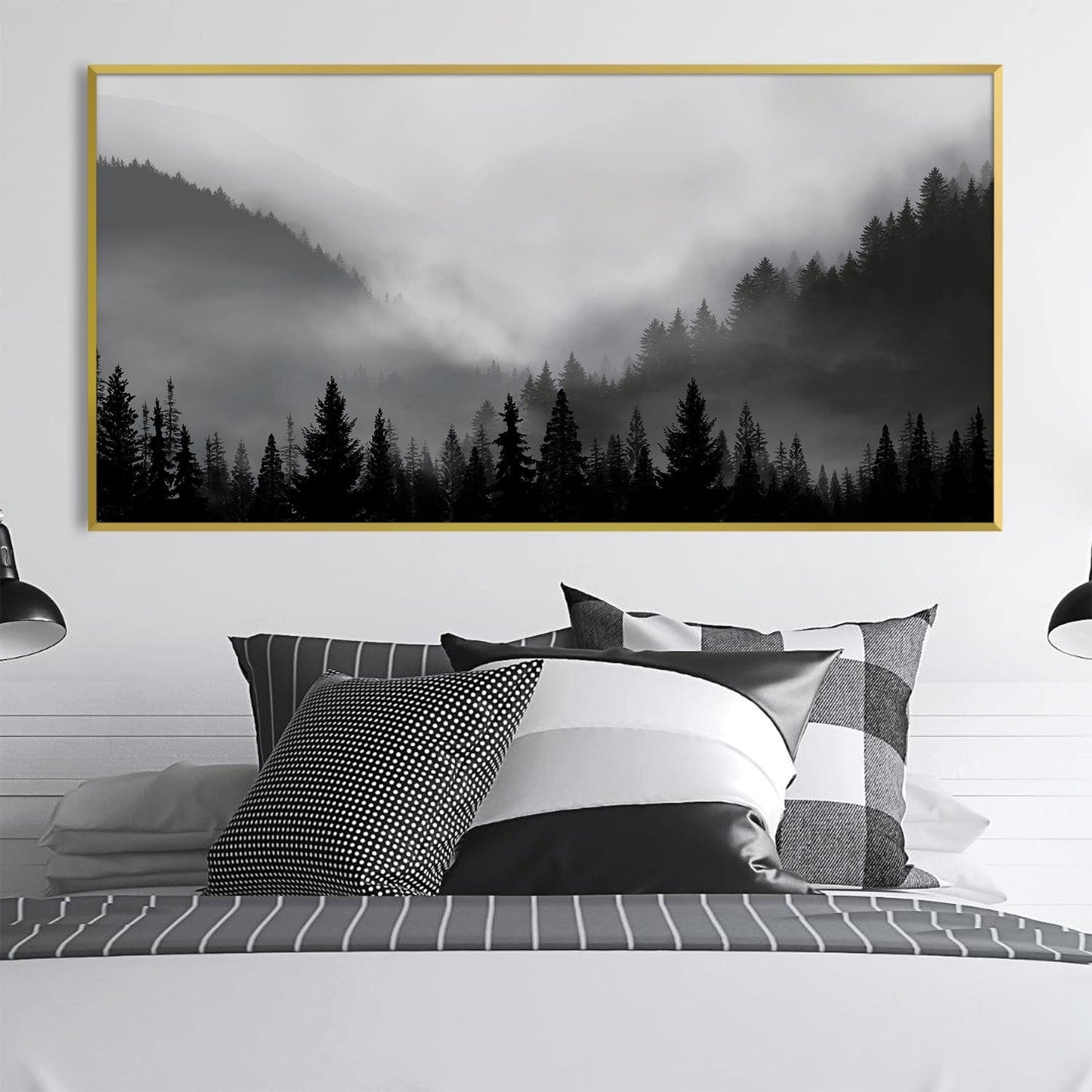 Mysterious Black Forest Landscape Oil Painting for Modern Home Decor