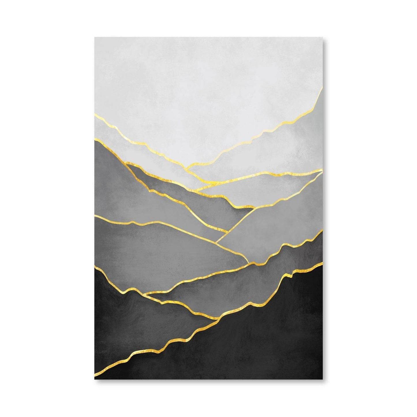 Abstract Black and Gold Landscape Oil Painting for Modern Home Decor