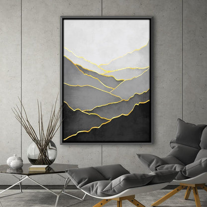 Abstract Black and Gold Landscape Oil Painting for Modern Home Decor