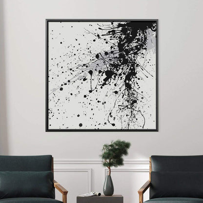 Abstract Black and White Splatter Oil Painting for Modern Decor