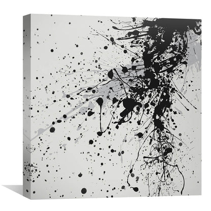 Abstract Black and White Splatter Oil Painting for Modern Decor