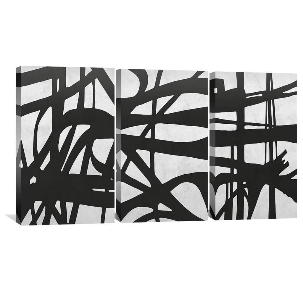 Abstract Black Strokes Oil Painting for Modern Home Decor