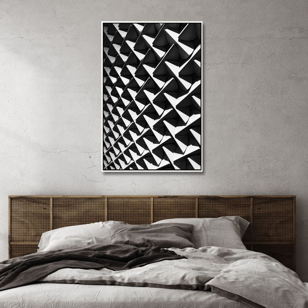 Stylish Black and White Architecture Oil Painting for Modern Home Decor