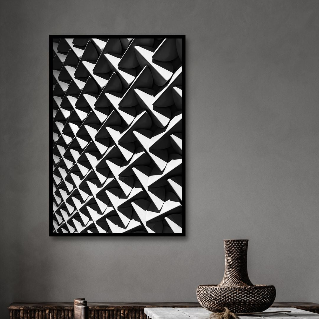 Stylish Black and White Architecture Oil Painting for Modern Home Decor