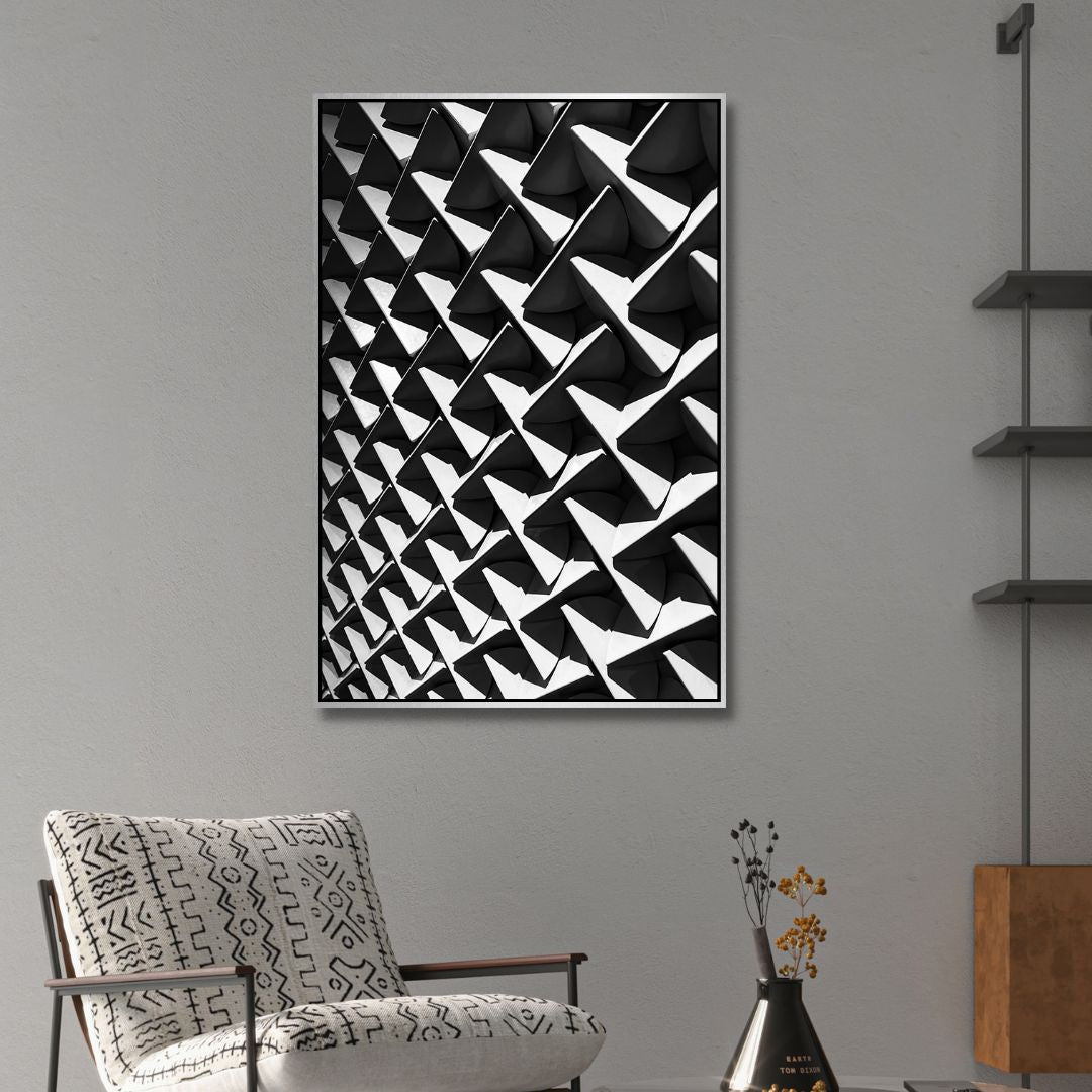 Stylish Black and White Architecture Oil Painting for Modern Home Decor