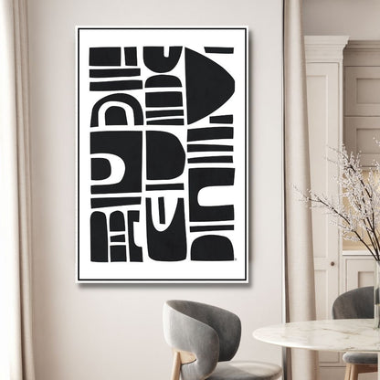 Abstract Black and White Shapes Wall Art for Modern Home Decor