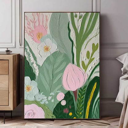 Botanical Beauty: Vibrant Floral Oil Painting for Home Décor