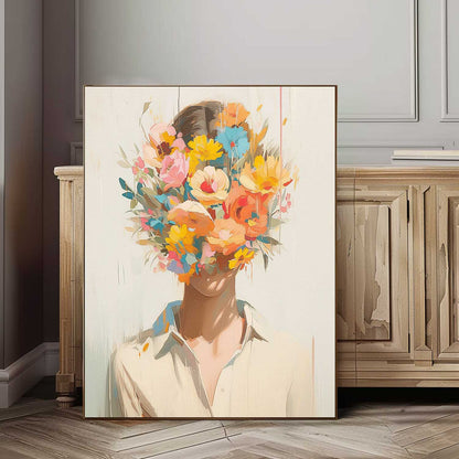 Vibrant Floral Portrait Canvas Art for Modern Home Decor