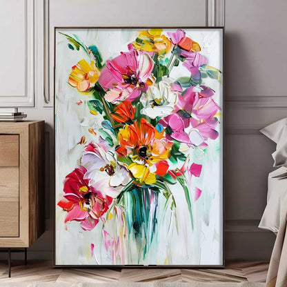 Vibrant Floral Bouquet Oil Painting for Home Decor and Gift Ideas