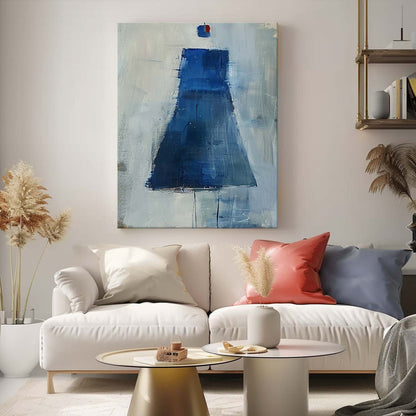 Elegant Blue Minimalist Oil Painting for Modern Home Decor