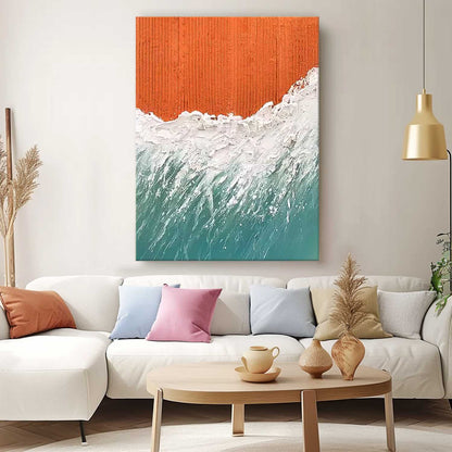 Stunning Beach Waves Oil Painting for Coastal Home Decor