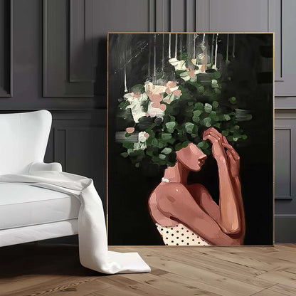 Abstract Floral Woman Oil Painting for Modern Home Decor