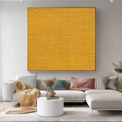Vibrant Textured Yellow Oil Painting for Modern Minimalist Decor