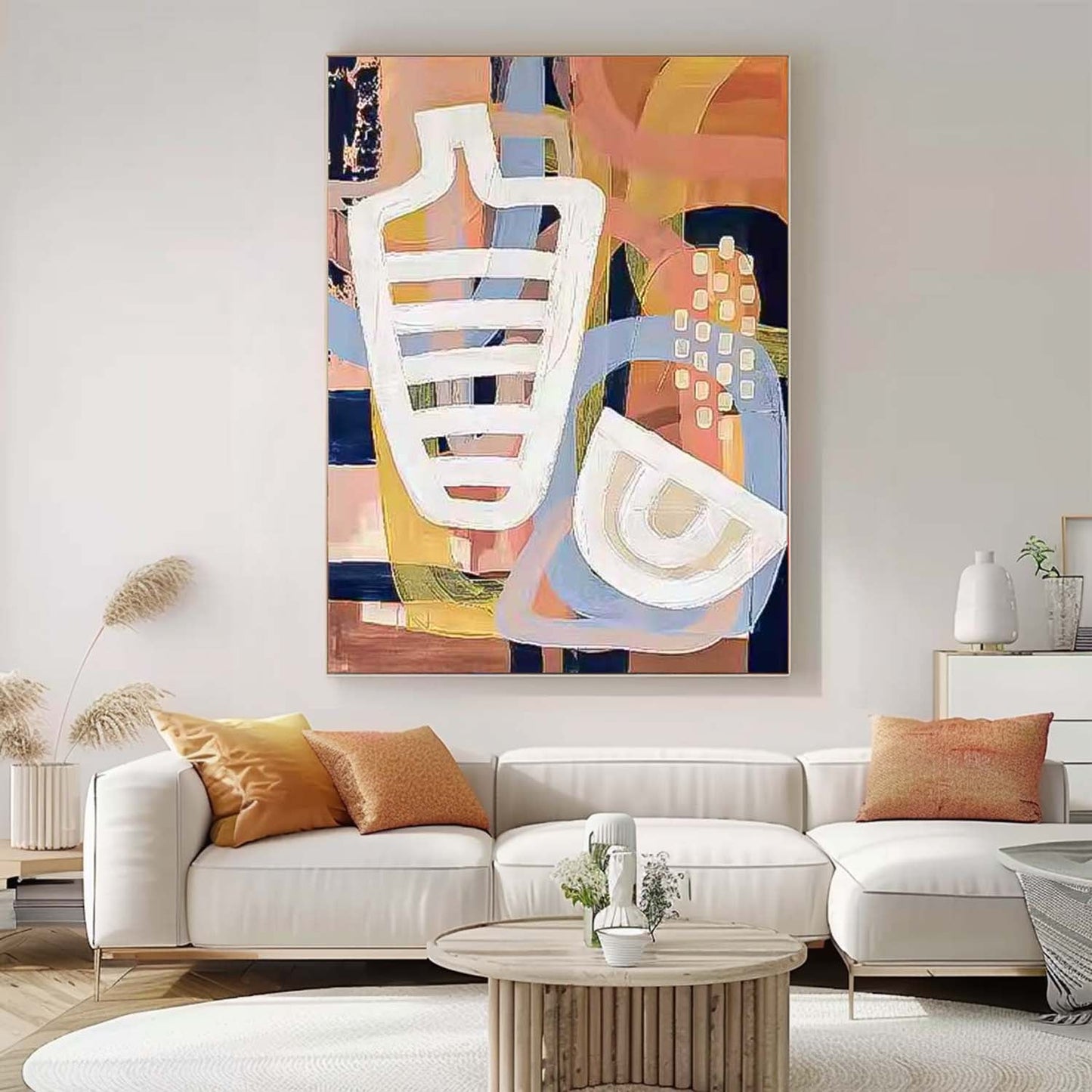 Abstract Geometric Oil Painting for Modern Home Decor and Art Enthusiasts