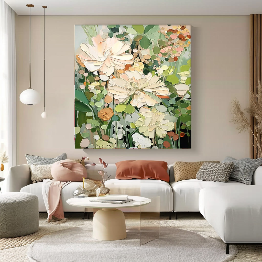 Elegant Floral Oil Painting for Home Decor - Vibrant Flower Canvas Art