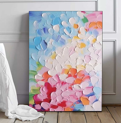 Vibrant Floral Abstract Oil Painting for Modern Home Decor