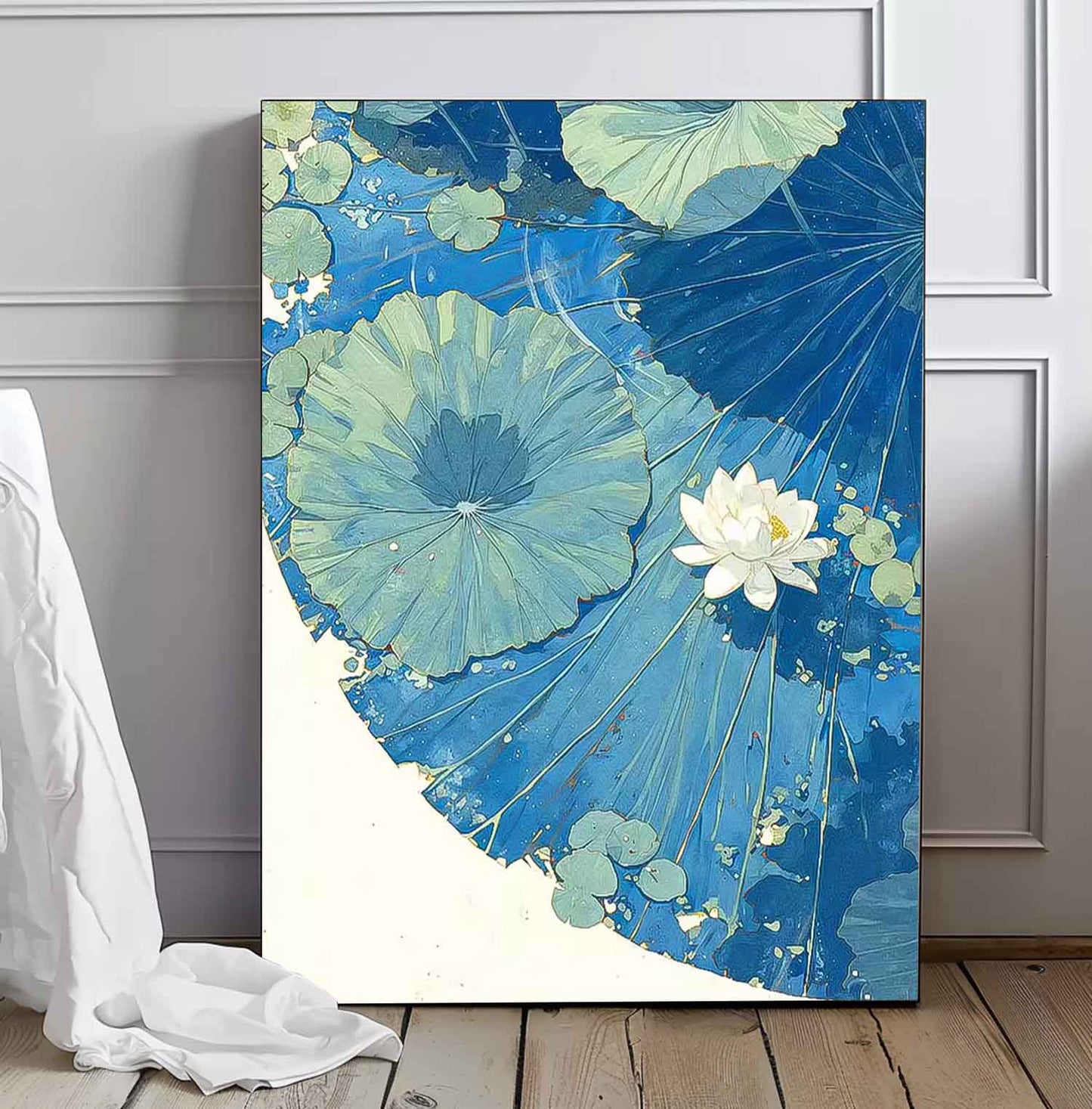 Serene Water Lily Oil Painting on Canvas for Tranquil Home Decor