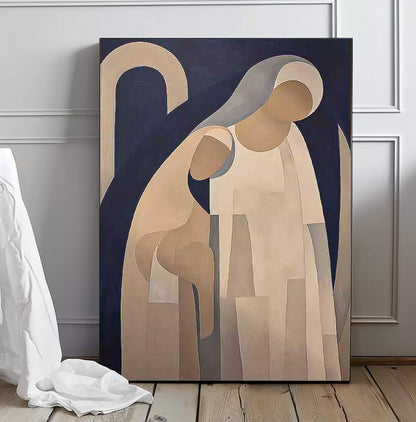 Abstract Motherhood Oil Painting | Elegant Canvas Art for Contemporary Spaces