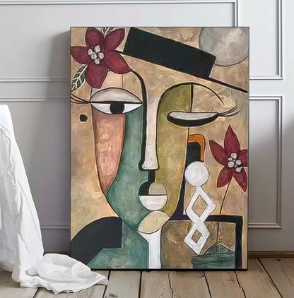 Abstract Floral Face Oil Painting for Modern Home Decor and Art Lovers