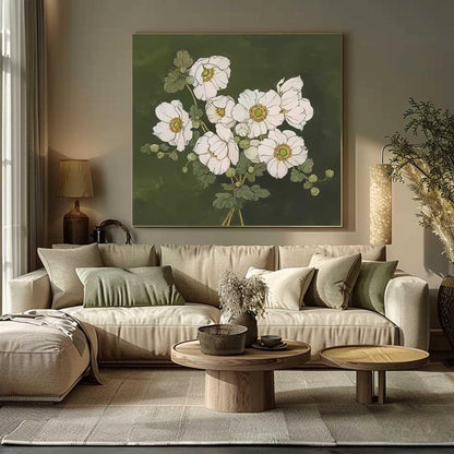 Elegant White Flower Oil Painting for Floral Home Décor