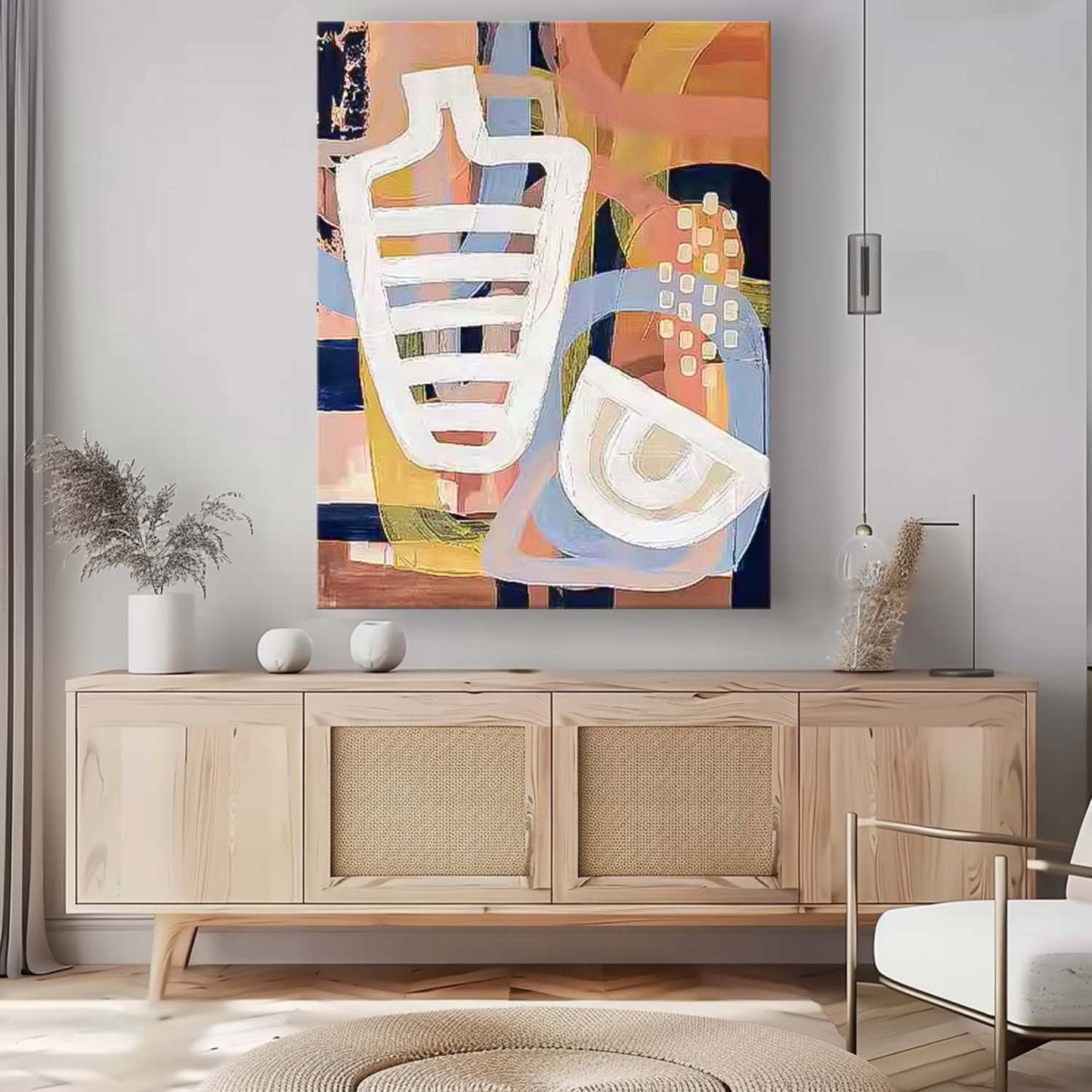 Abstract Geometric Oil Painting for Modern Home Decor and Art Enthusiasts