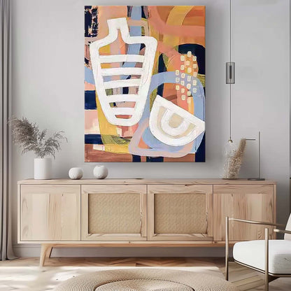 Abstract Geometric Oil Painting for Modern Home Decor and Art Enthusiasts