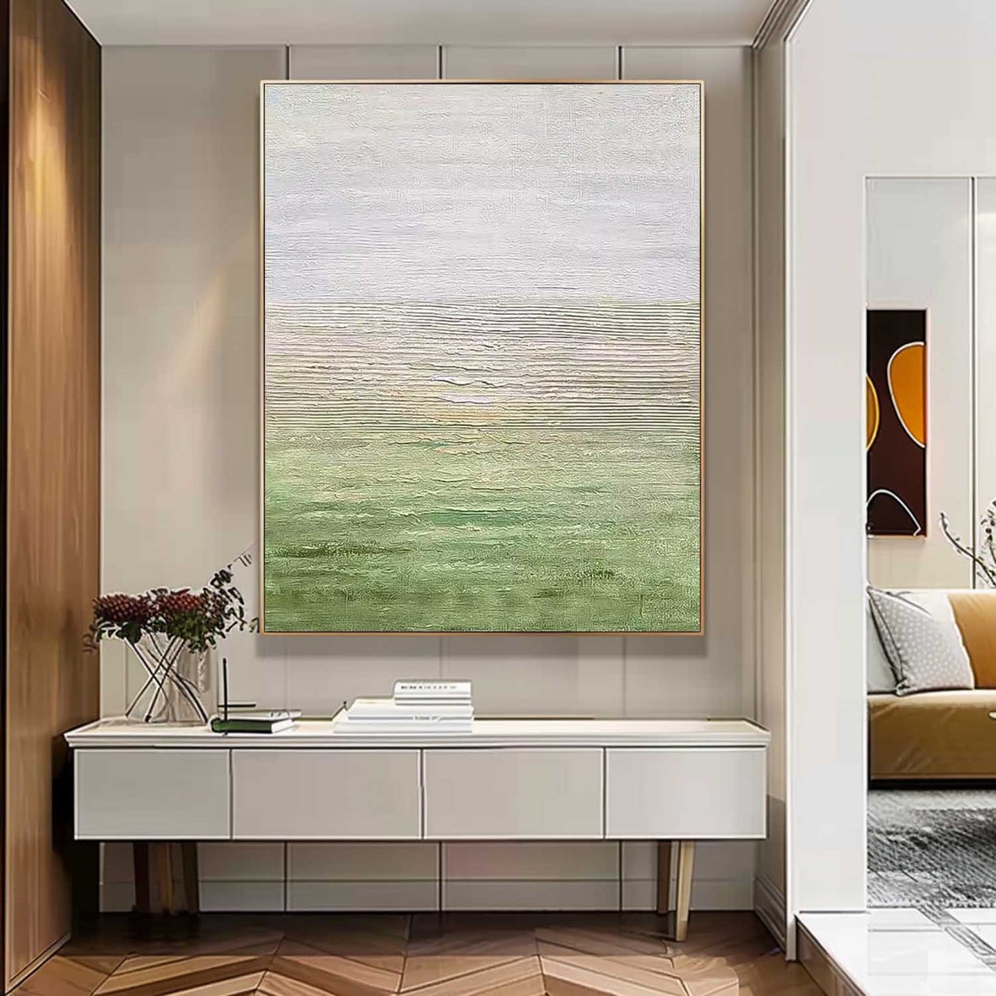 Serene Minimalist Oil Painting for Tranquil Home Decor