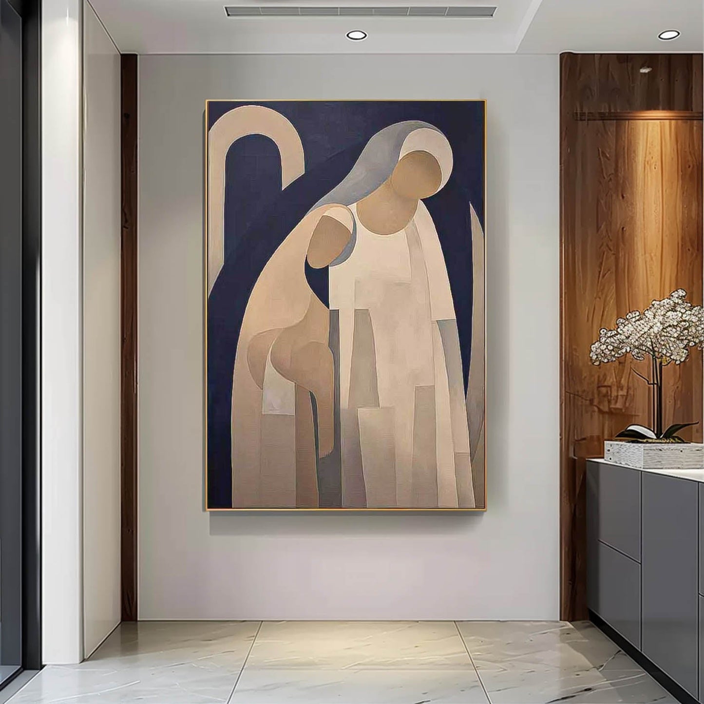 Abstract Motherhood Oil Painting | Elegant Canvas Art for Contemporary Spaces