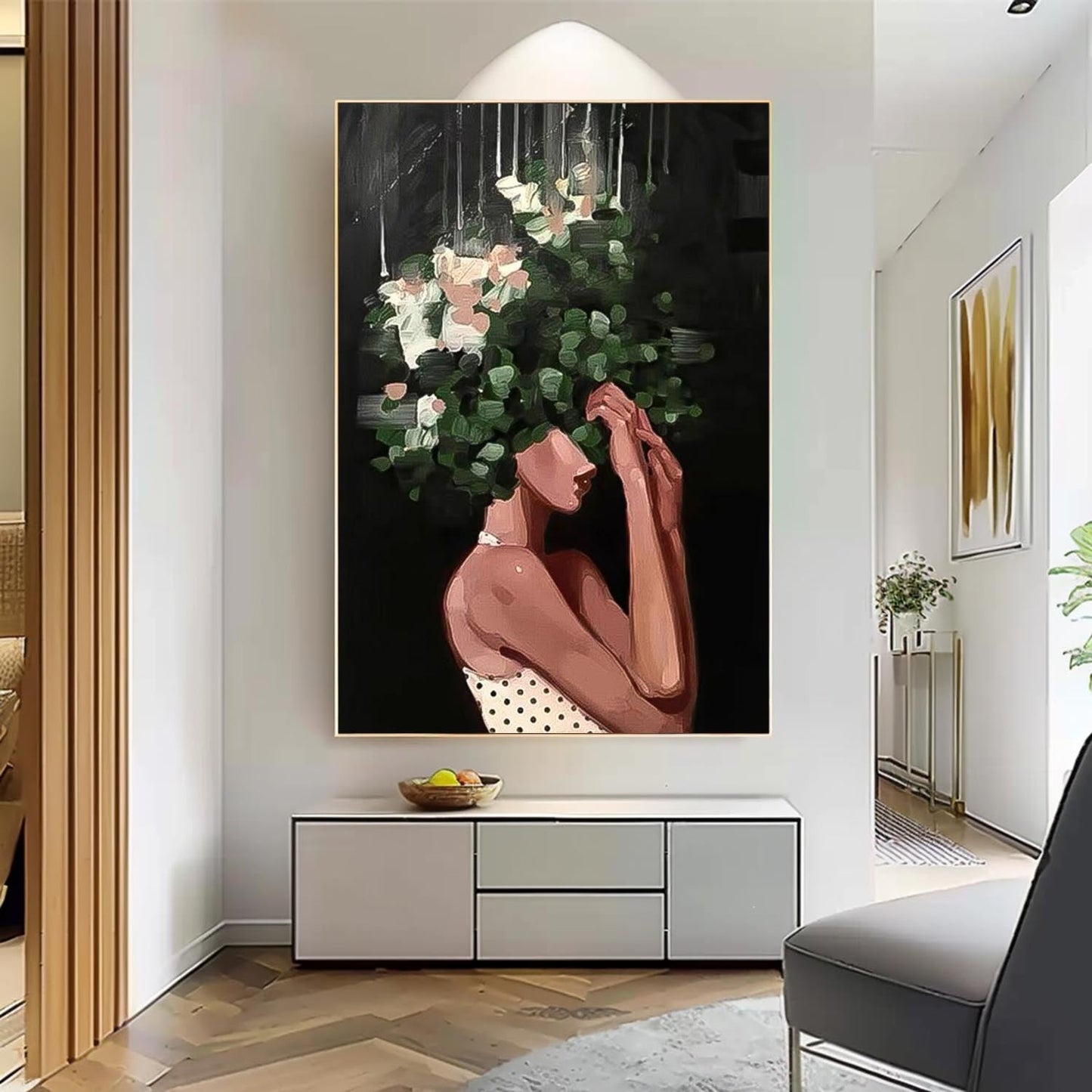 Abstract Floral Woman Oil Painting for Modern Home Decor