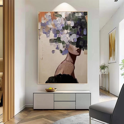 Abstract Floral Woman Oil Painting - Modern Art Canvas for Home D√©cor