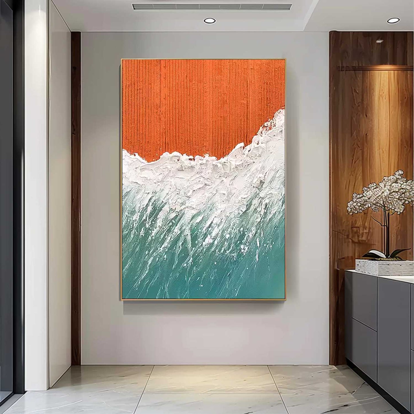 Stunning Beach Waves Oil Painting for Coastal Home Decor