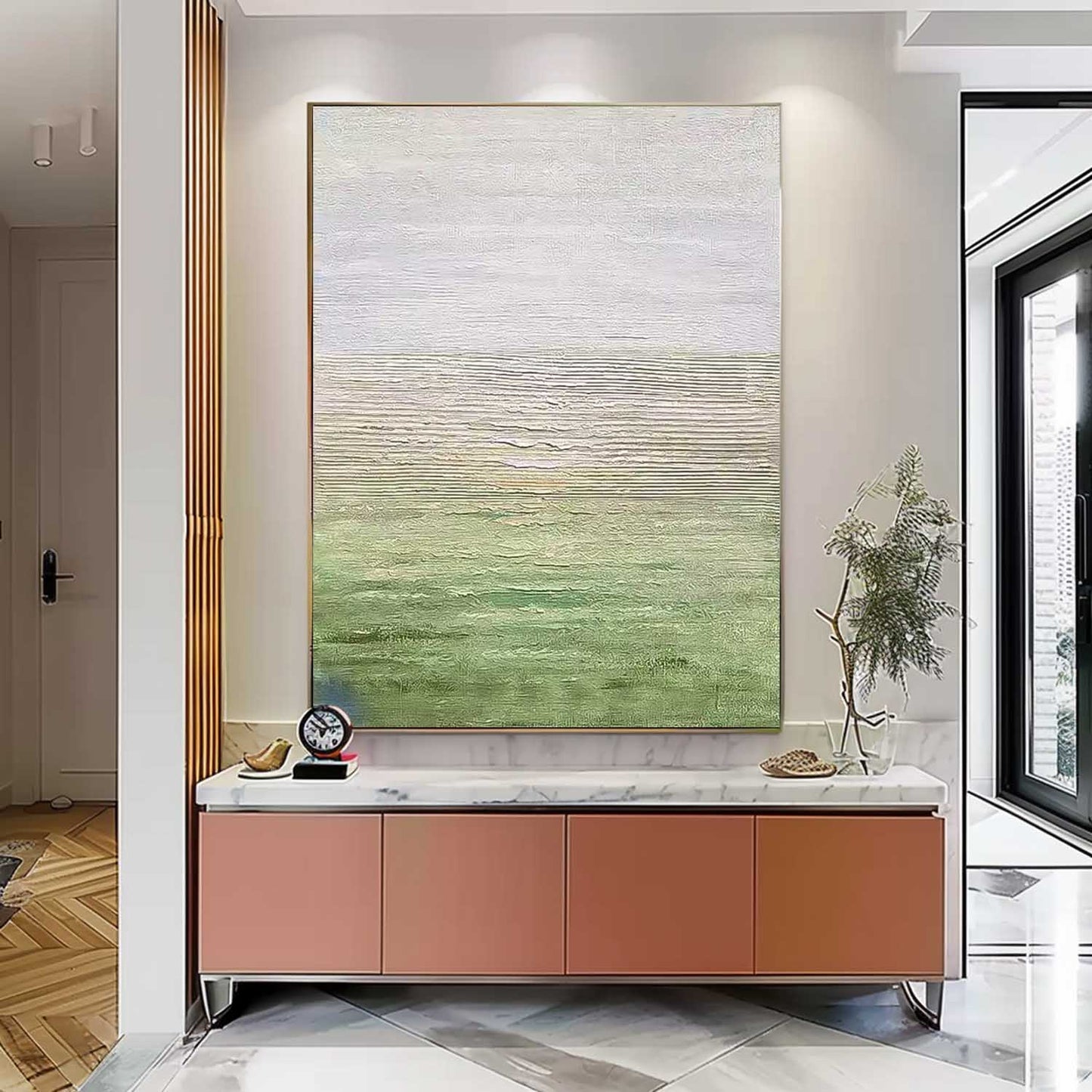 Serene Minimalist Oil Painting for Tranquil Home Decor
