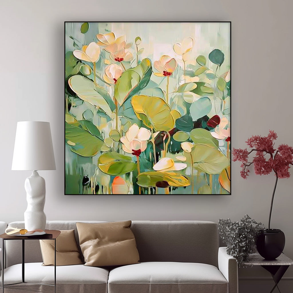 Vibrant Floral Oil Painting on Canvas – Blooming Garden Wall Art Decor