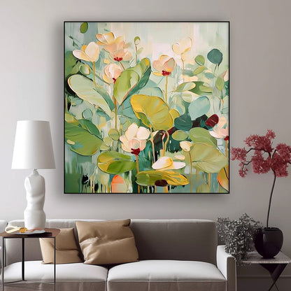 Vibrant Floral Oil Painting on Canvas – Blooming Garden Wall Art Decor