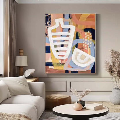 Abstract Geometric Oil Painting for Modern Home Decor and Art Enthusiasts
