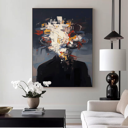 Abstract Expressionist Portrait Oil Painting for Modern Home Decor