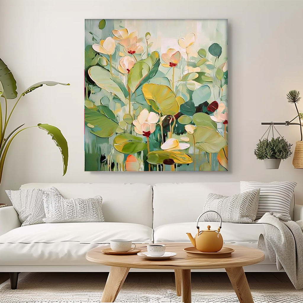 Vibrant Floral Oil Painting on Canvas – Blooming Garden Wall Art Decor