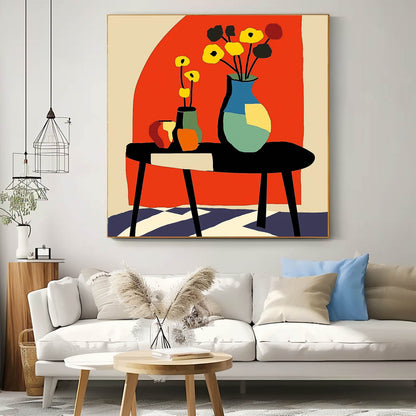 Colorful Flower Still Life Oil Painting for Home Decor and Modern Art Enthusiasts